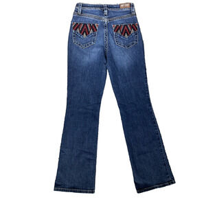 Shyanne Jeans Women’s 26 Short Blue Bootcut Mid Rise Western Embroidered Pocket